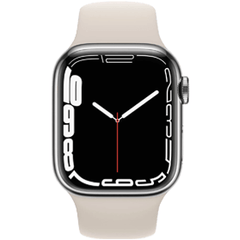 Apple Watch Series 7 45mm RVS Zilver Refurbished | 4G met Wit Sportbandje | 1 Jaar Garantie | Accessoires