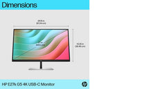 HP E27k G5 27" 4K IPS USB-C Monitor Black Refurbished | 3840x2160 | HA | TI | SW | PI | HDMI | DP | USB-C | RJ45 | VESA | 12M Garantie