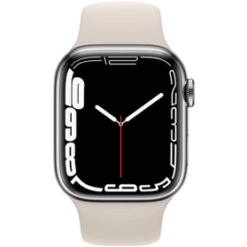 Apple Watch Series 7 45mm Refurbished | RVS Zilver 4G | Wit Sportbandje | 1 Jaar Garantie | Accessoires