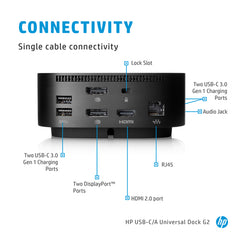 HP USB-C Dock G5 Refurbished | 2x USB-C, 4x USB 3.0, Audio, 2x DisplayPort, 1x HDMI, RJ45 | 12M Garantie